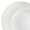 White with Gold Rim Organic Round Disposable Plastic Dinnerware Value Set (120 Guests)